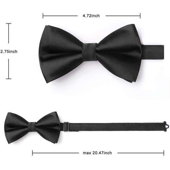 Bow Ties for Men Solid Color PreTie Bow Tie and Pocket Square Set Classic Formal - Picture 4 of 7